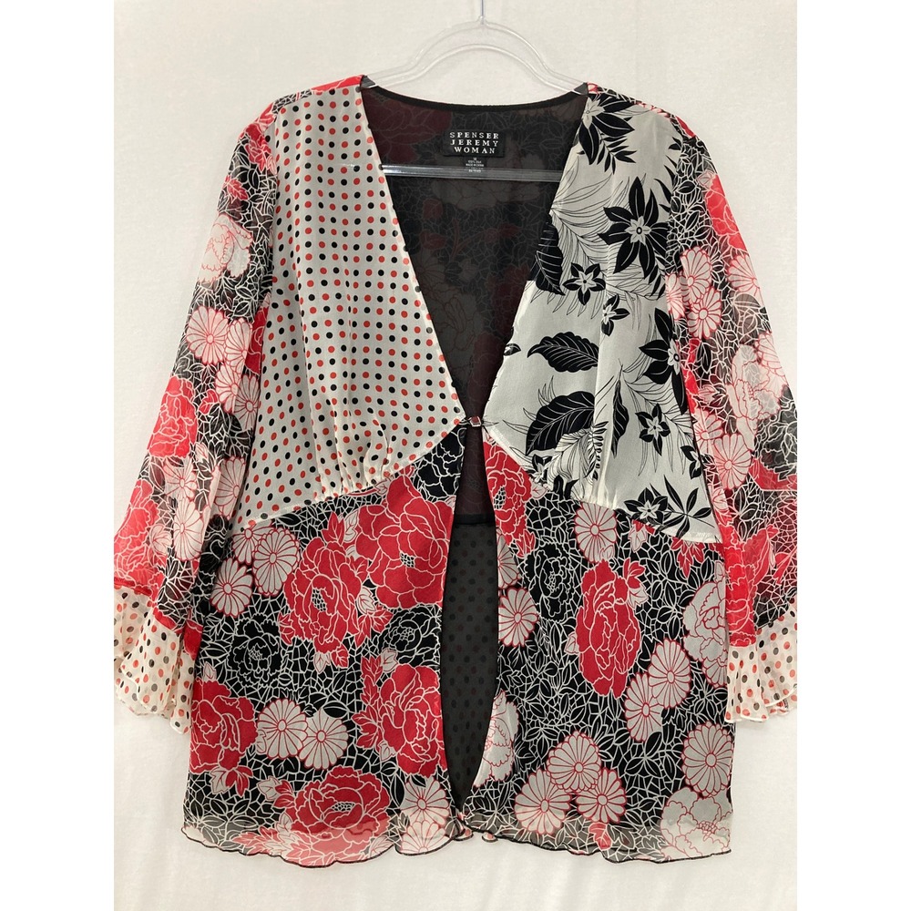 Vintage Spenser Jeremy Silk Cardigan size 18 Floral‎ Polka Dot Patchwork Print